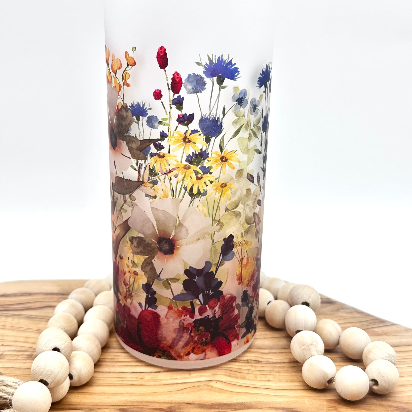 25oz Frosted Wildflower Glass Water Bottle