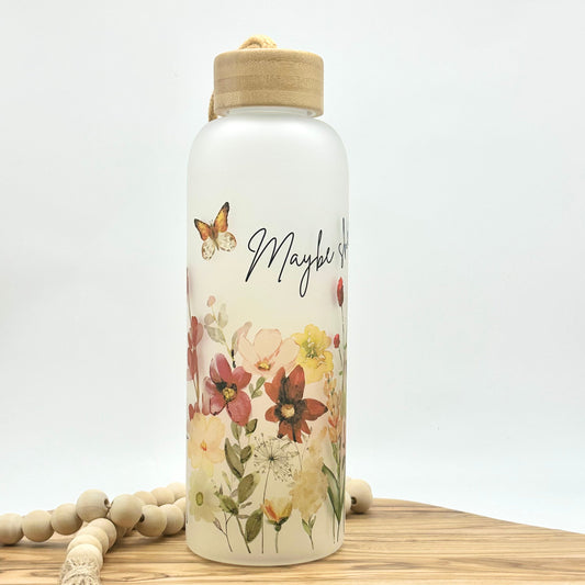 Personalized Wildflower Glass Water Bottle