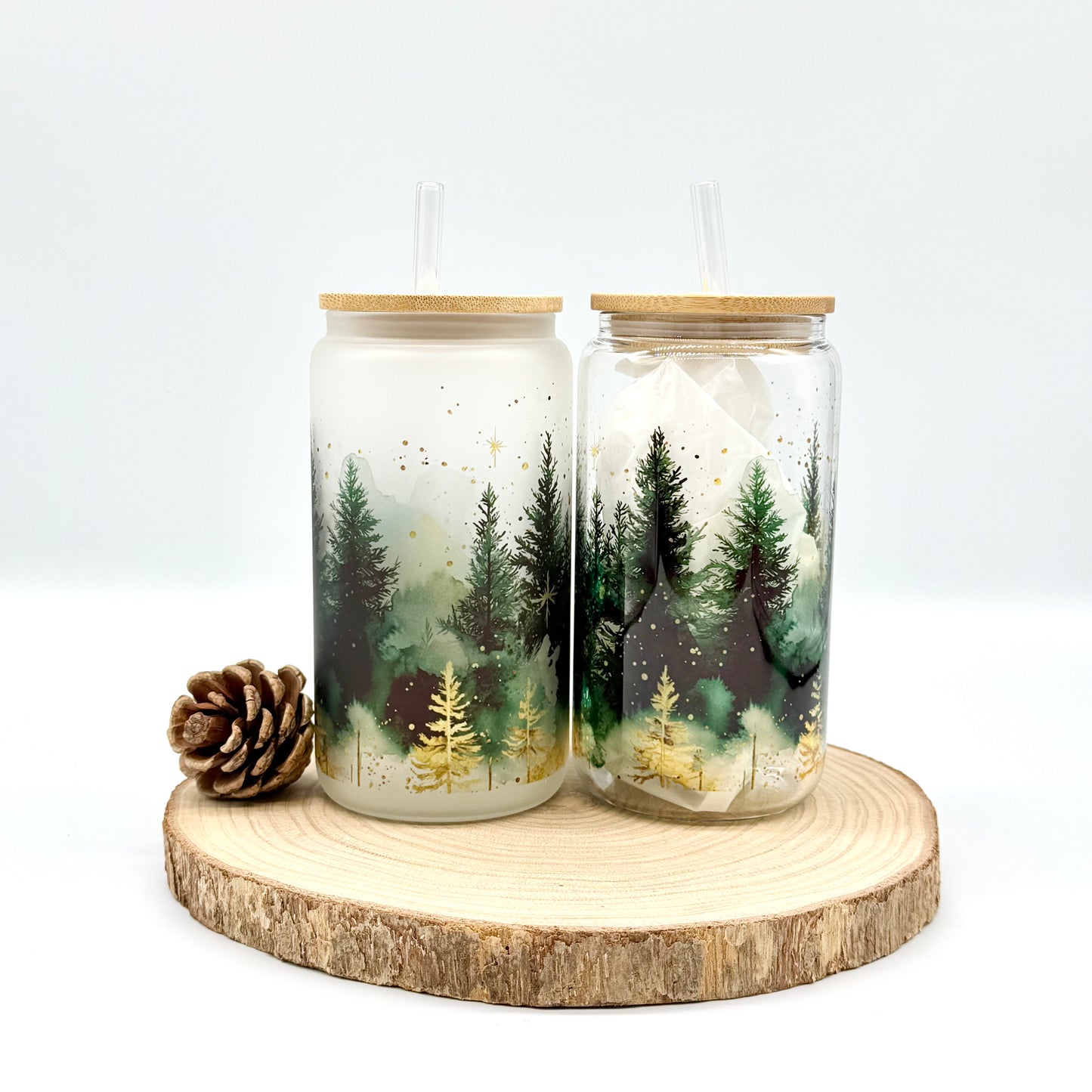 Christmas Glass Tumbler - 16oz Iced Coffee Cup