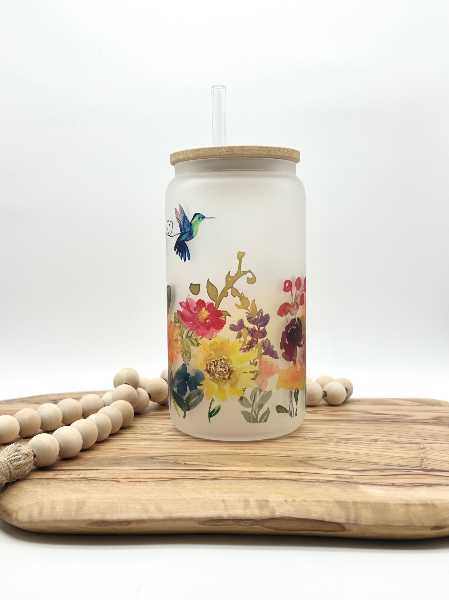Personalized Hummingbird Glass Cup