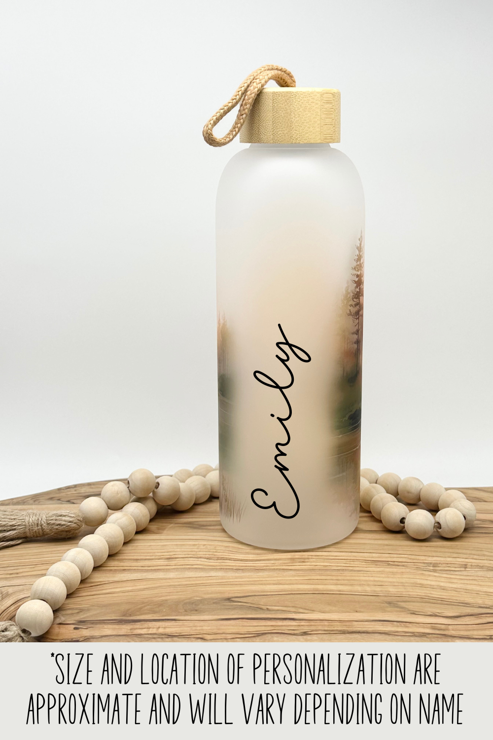 Lake Themed Glass Water Bottle