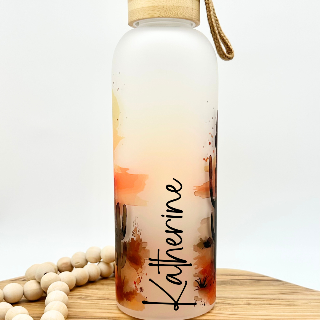 Desert Landscape Glass Water Bottle