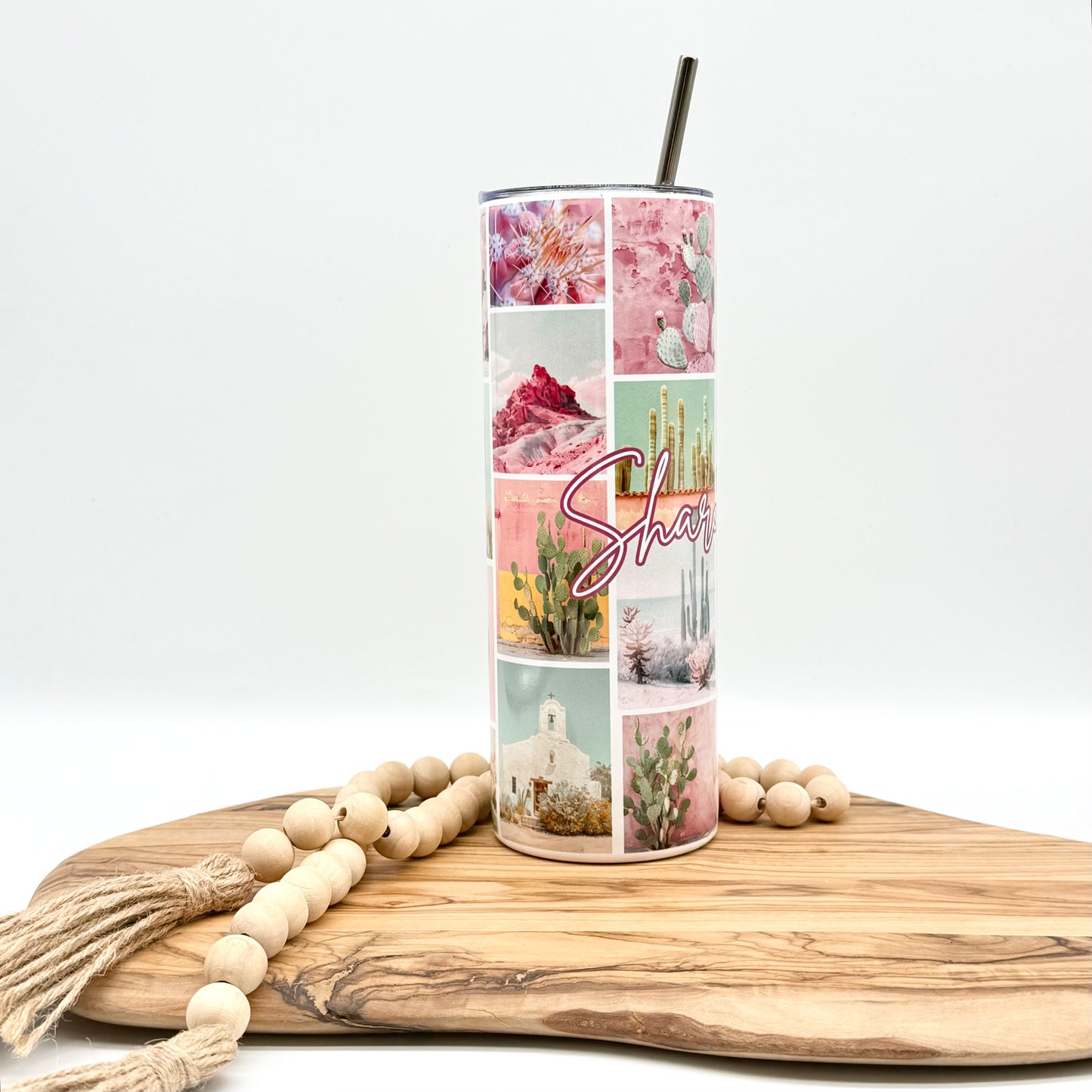 Personalized Southwestern Tumbler - 20oz Boho Chic Tumbler with Lid and Straw