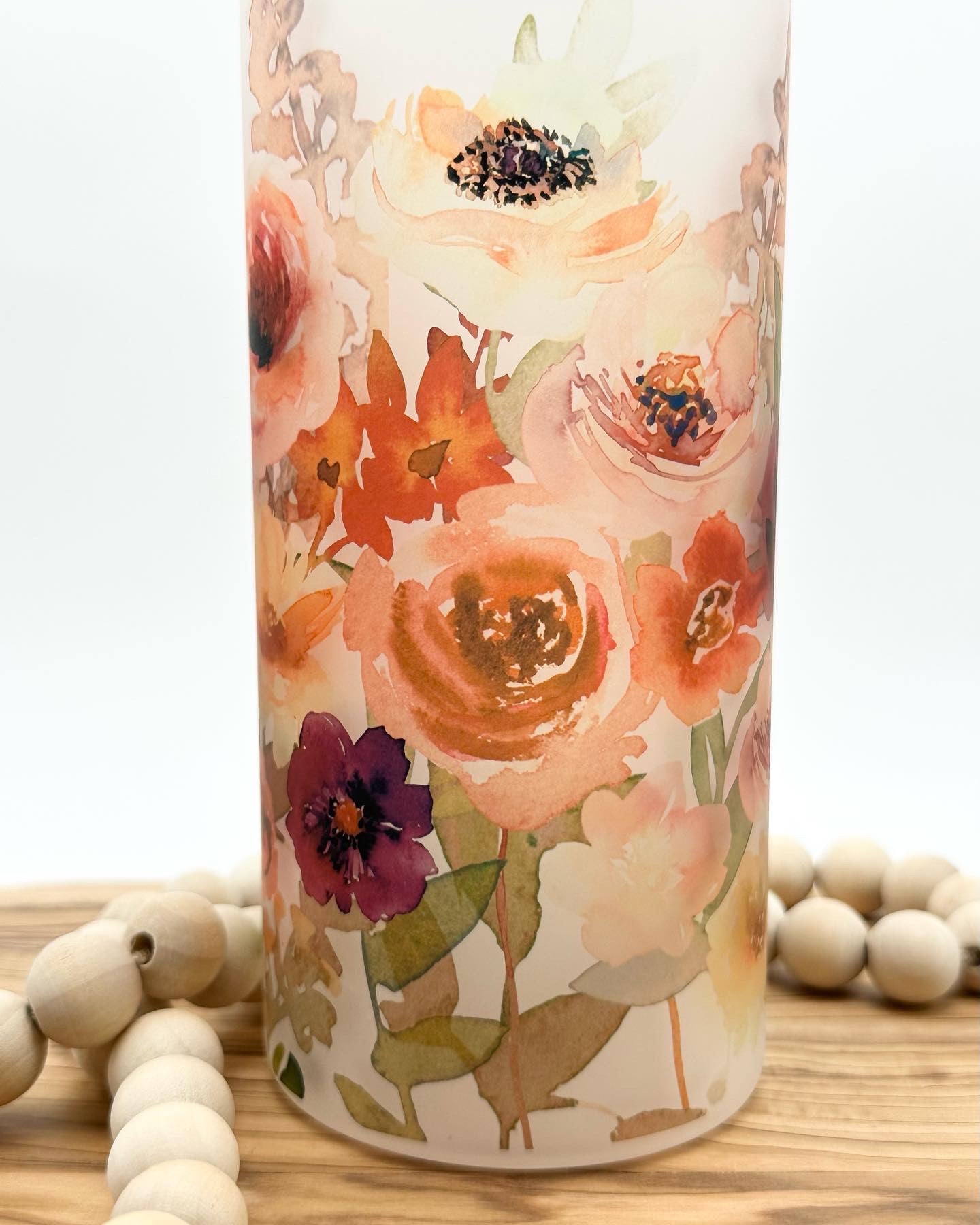Floral Glass Water Bottle