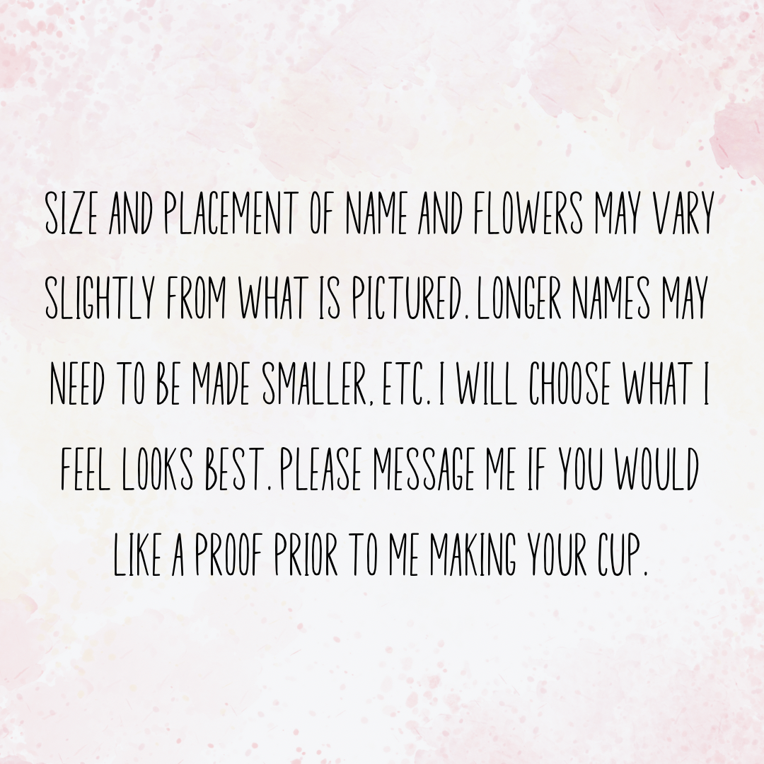 Personalized Birth Flower Tumbler- 17oz Insulated Tumbler with Cork Bottom