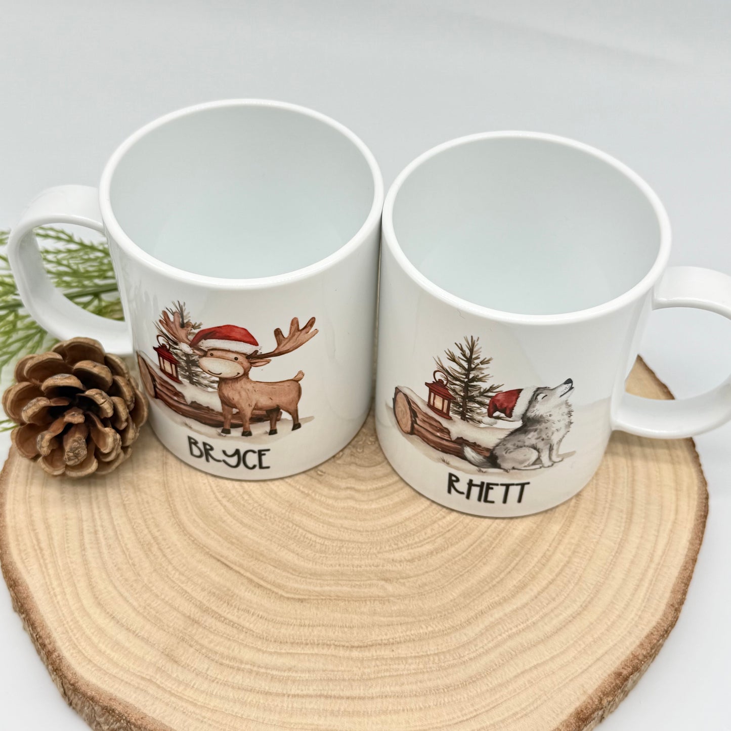 Personalized Kids Christmas Mug – BPA-Free Plastic Cup with Cute Holiday Animals