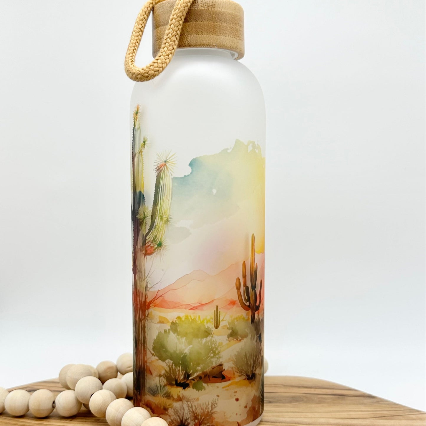 Desert Landscape Glass Water Bottle