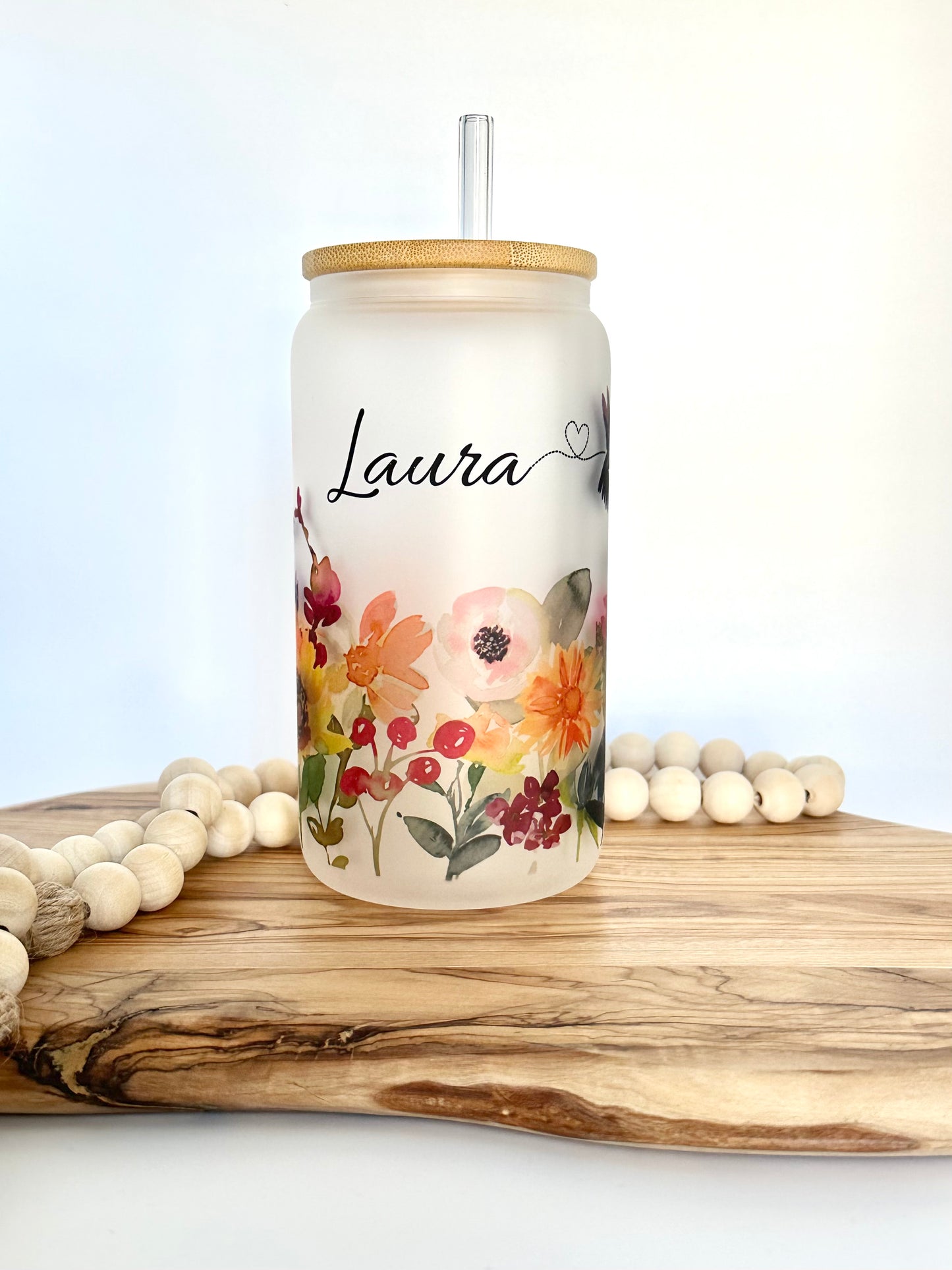 Personalized Hummingbird Glass Cup