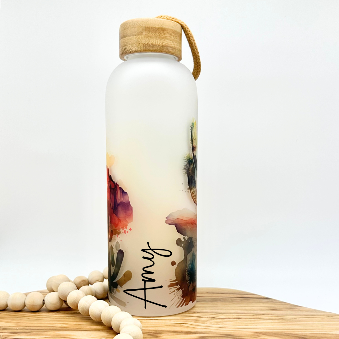 Desert Landscape Glass Water Bottle