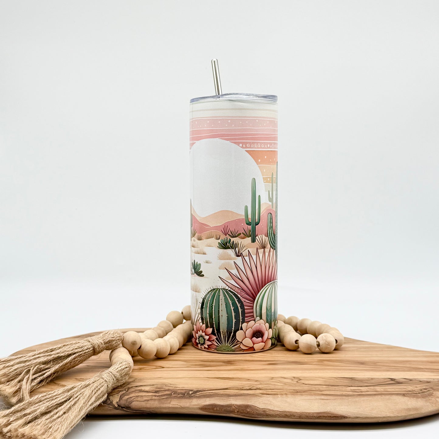 Pink Southwest Boho Tumbler - 20oz Insulated Stainless Steel Tumbler with Lid and Straw