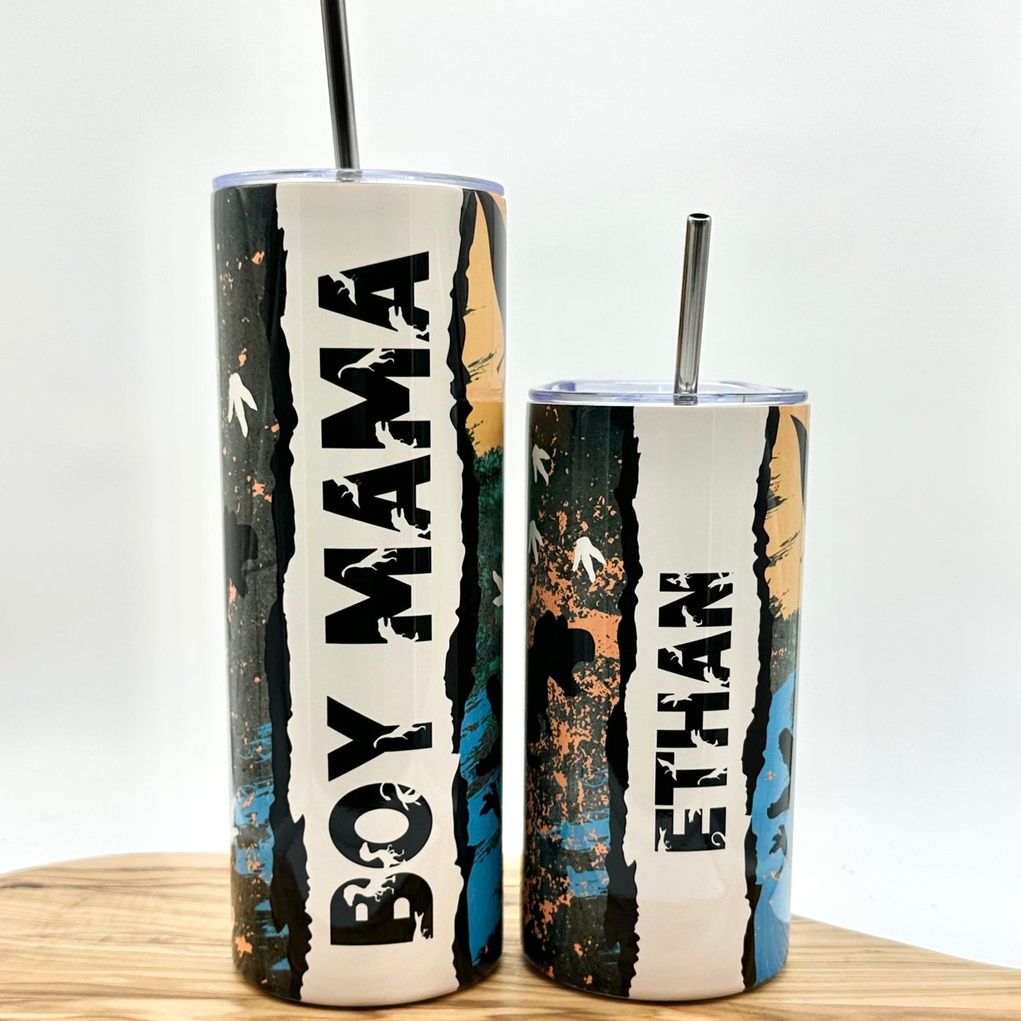 Matching Mom and Son Dinosaur Tumblers