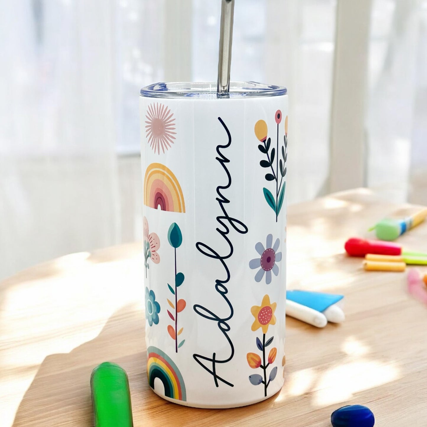 Personalized Kids Rainbow Tumbler
