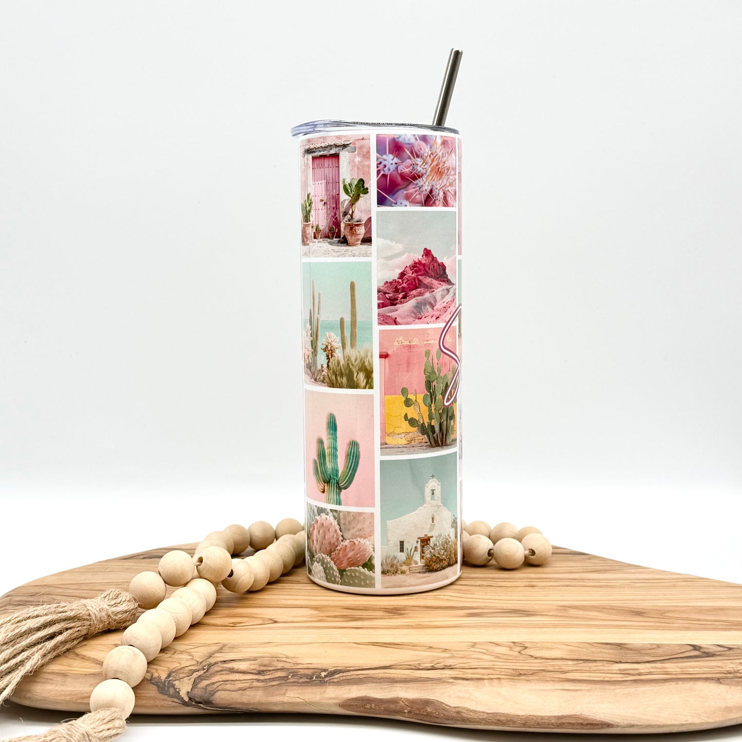 Personalized Southwestern Tumbler - 20oz Boho Chic Tumbler with Lid and Straw