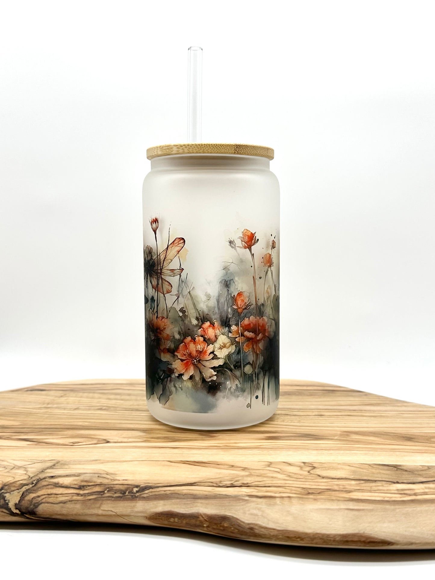 16oz Dragonfly Glass Tumbler