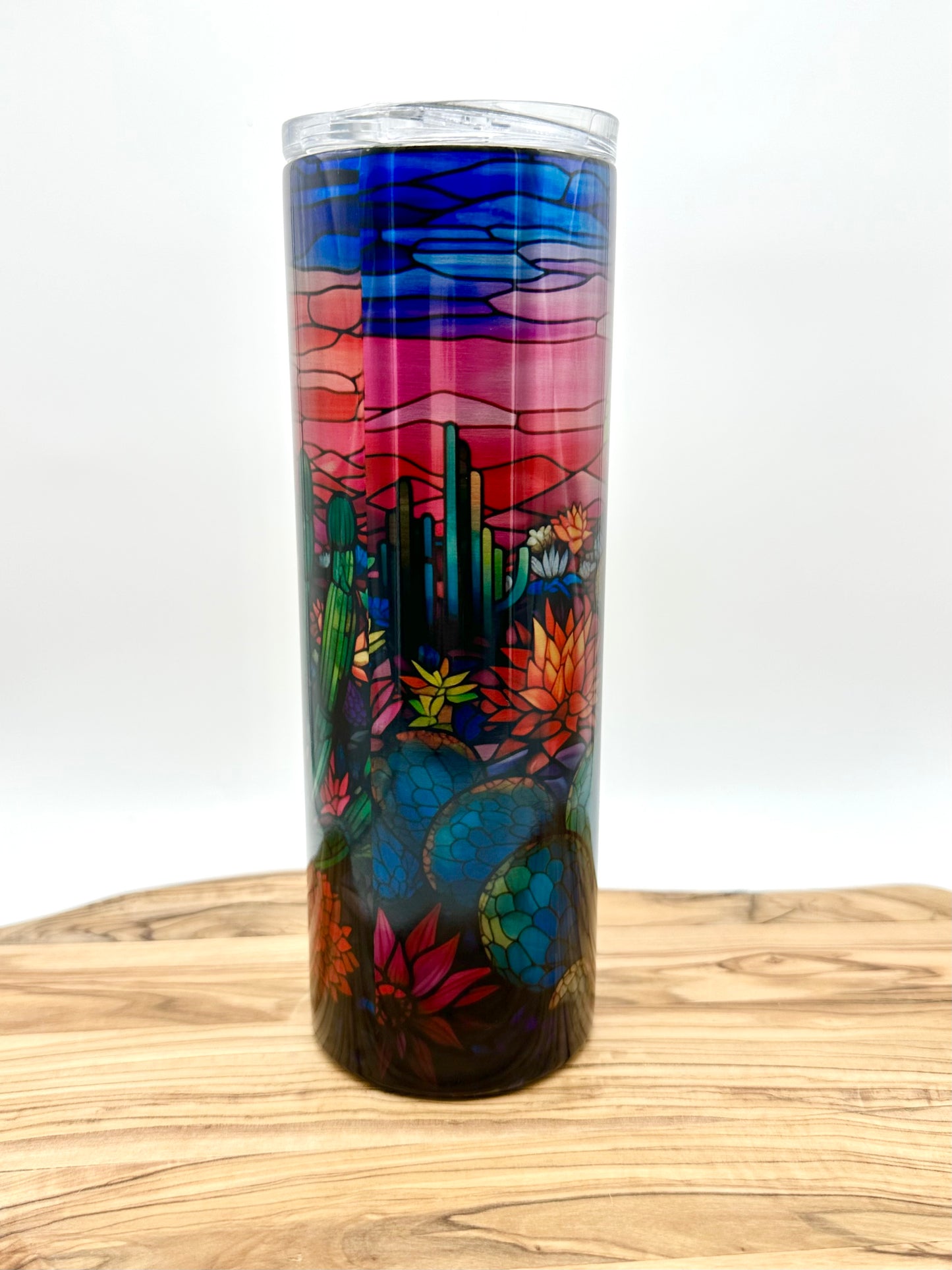 Stained Glass Desert Scene Stainless Steel Tumbler