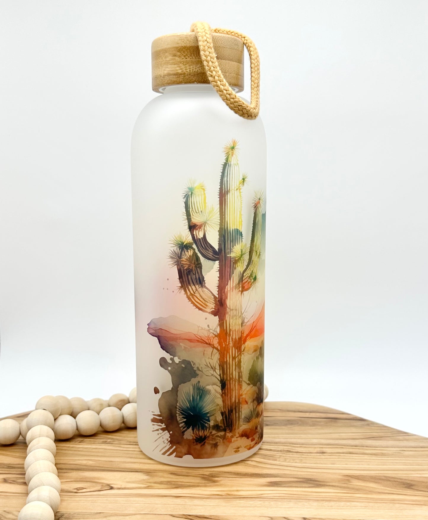 Desert Landscape Glass Water Bottle