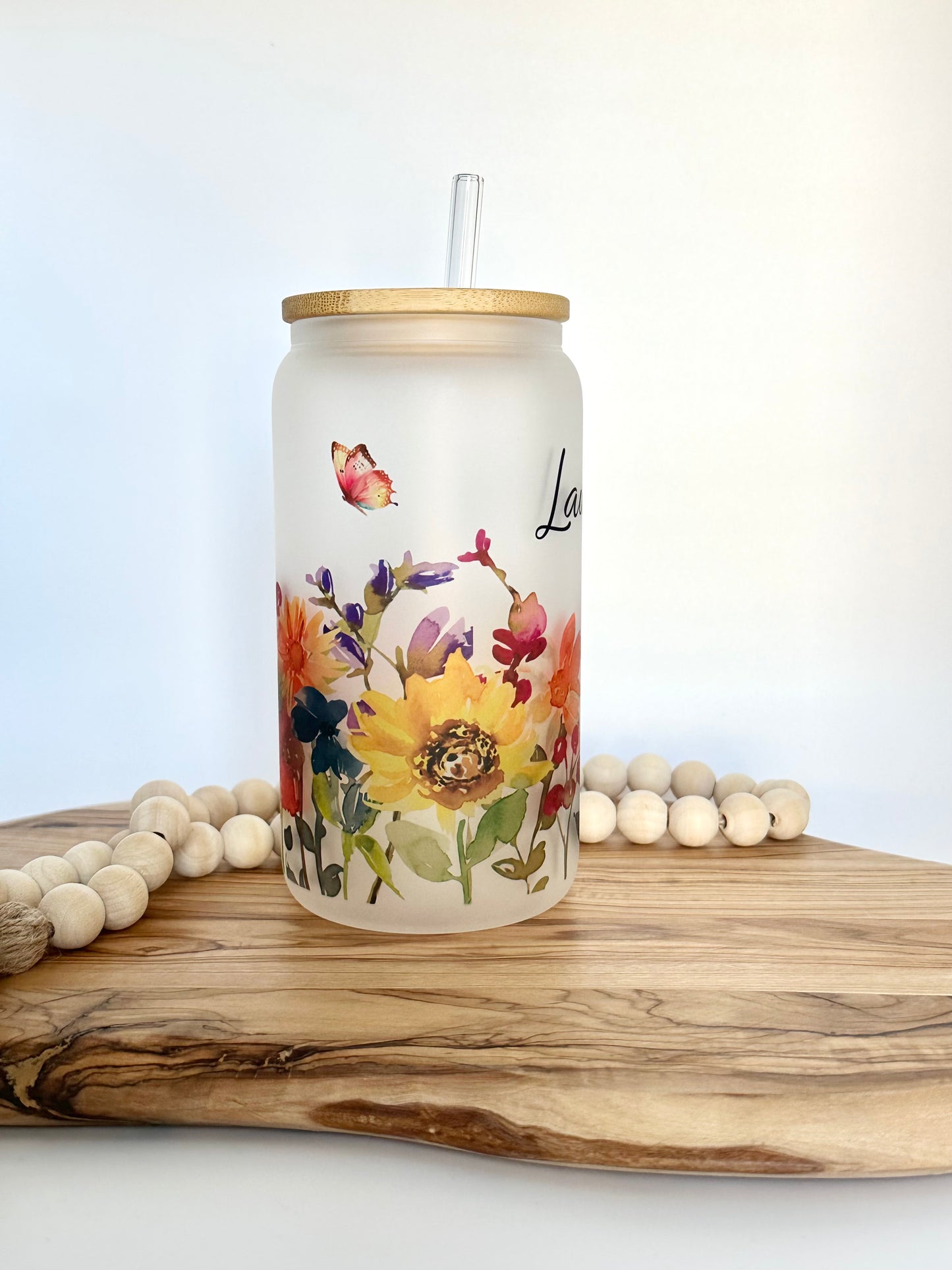 Personalized Hummingbird Glass Cup