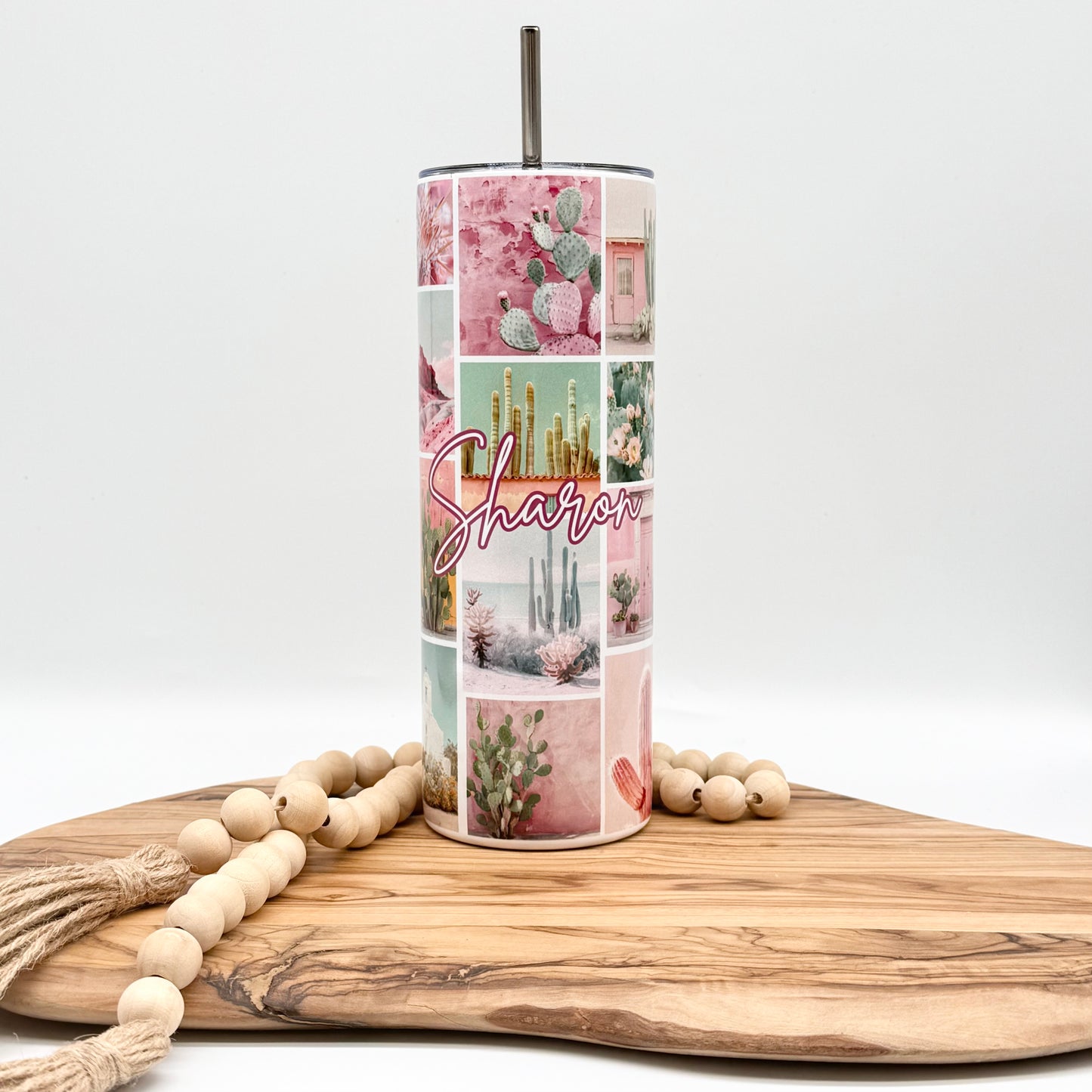 Personalized Southwestern Tumbler - 20oz Boho Chic Tumbler with Lid and Straw