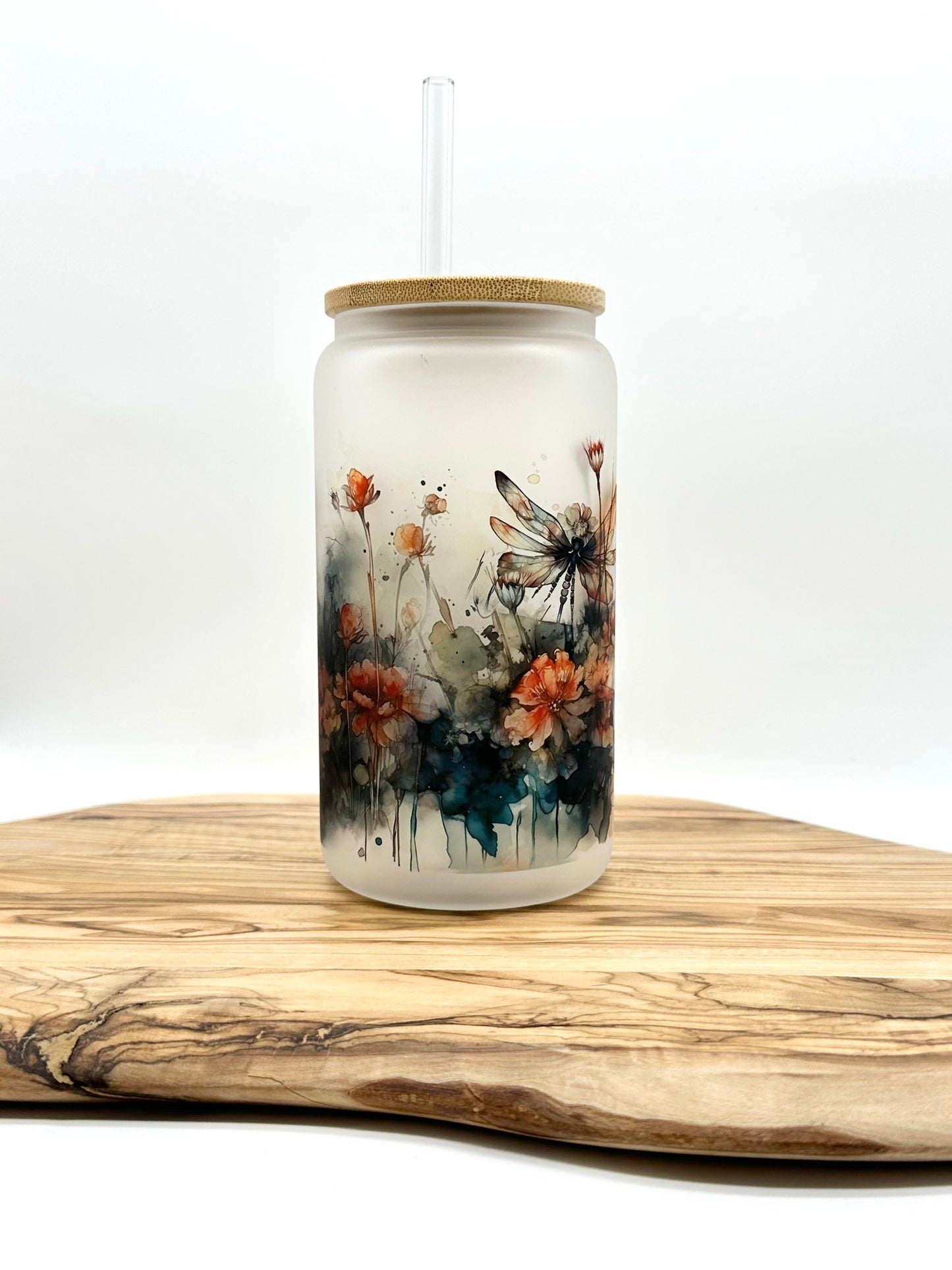 16oz Dragonfly Glass Tumbler