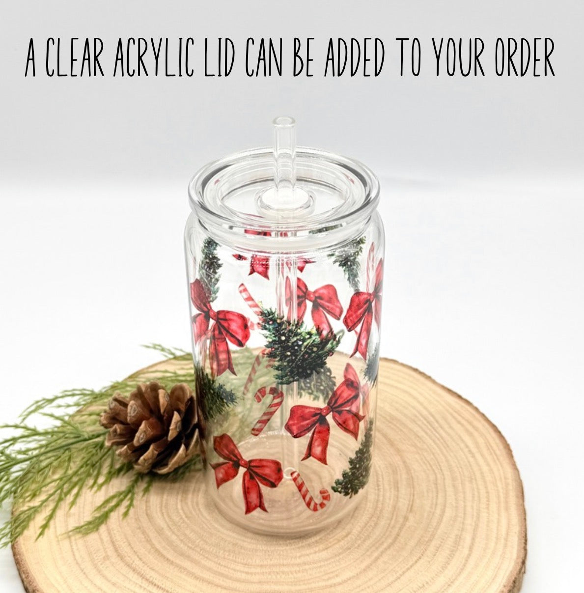 Christmas Glass Tumbler - 16oz Iced Coffee Cup