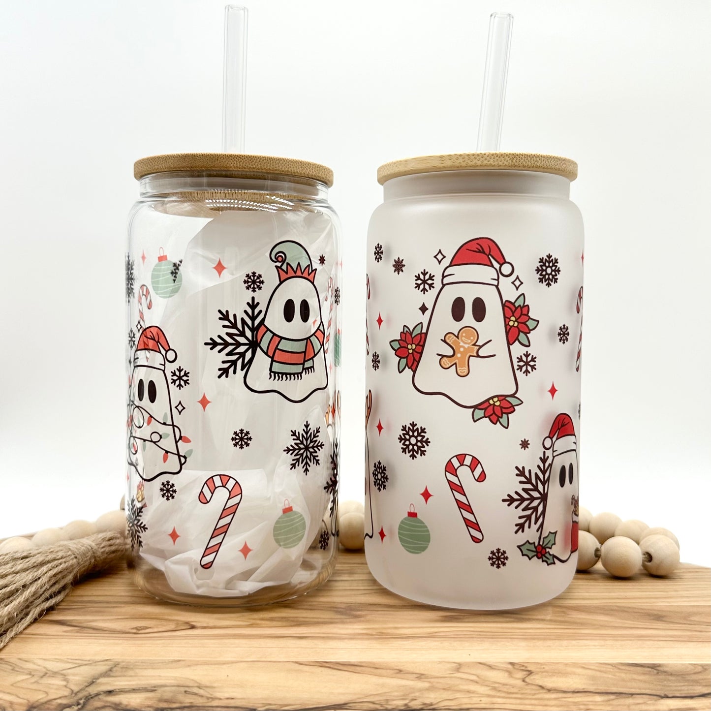 Christmas Ghost Frosted Glass Cup