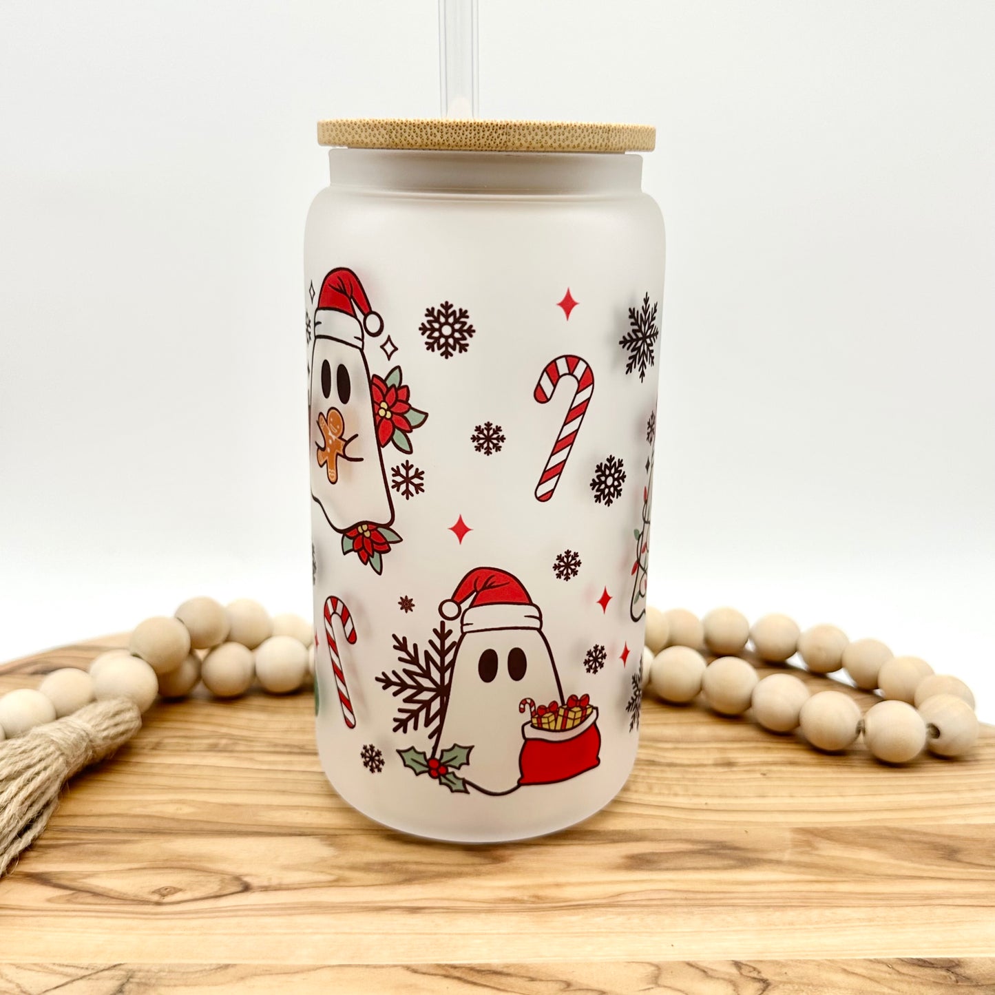 Christmas Ghost Frosted Glass Cup
