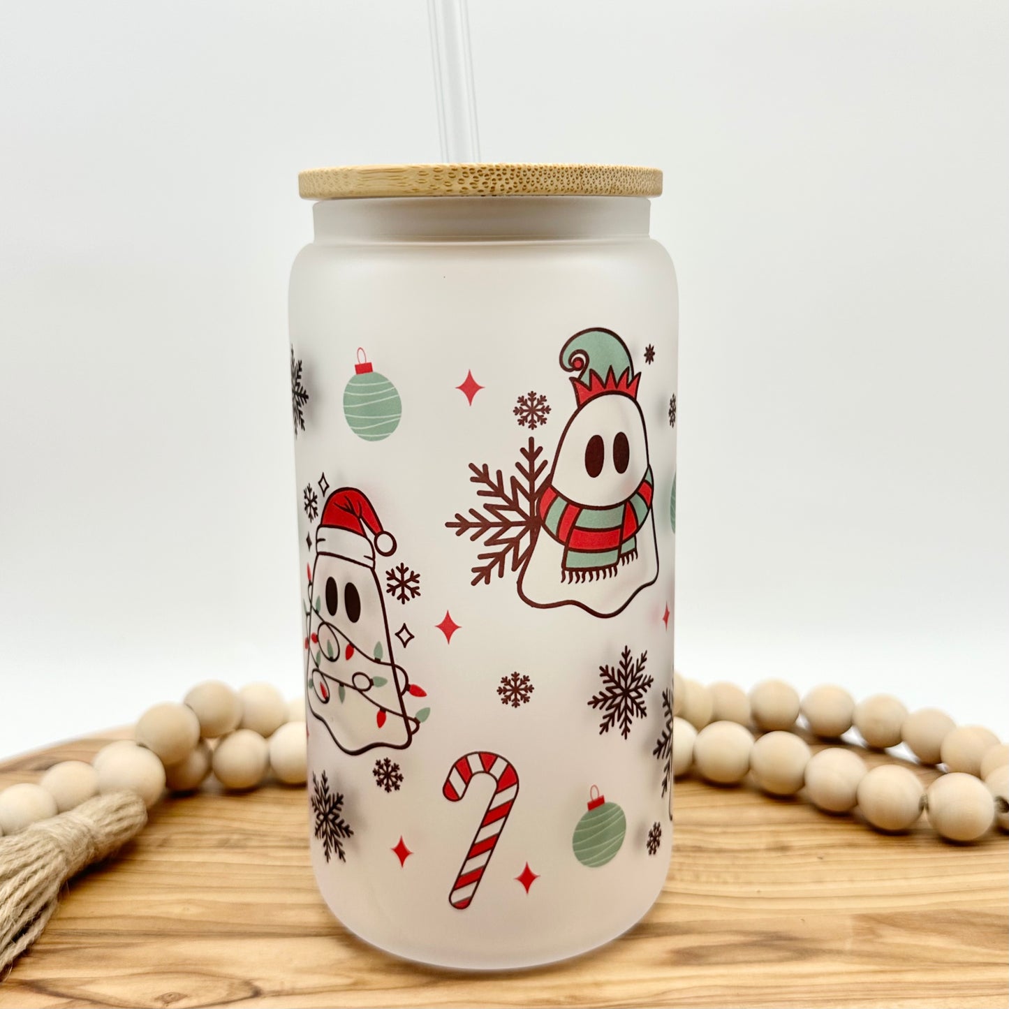 Christmas Ghost Frosted Glass Cup
