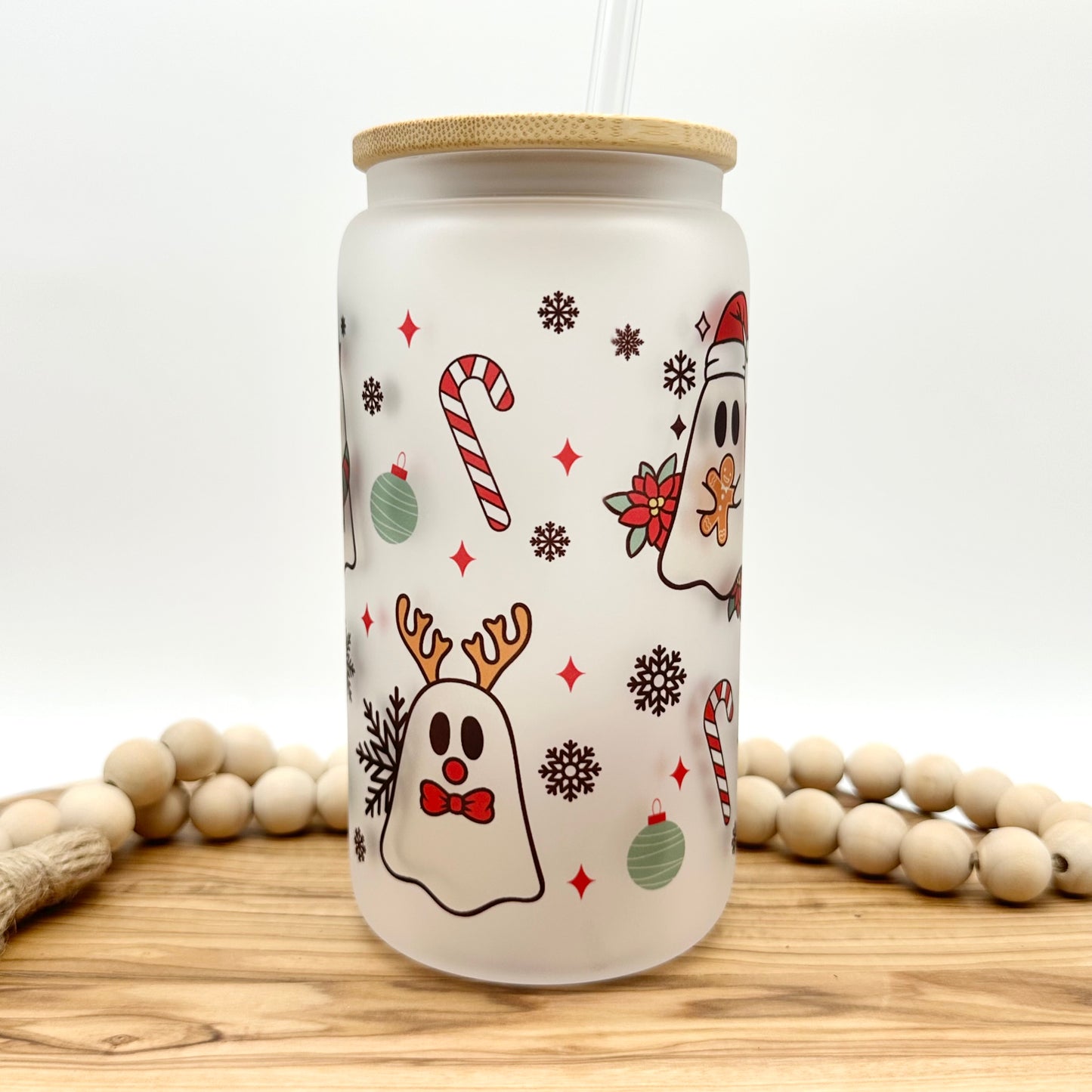 Christmas Ghost Frosted Glass Cup