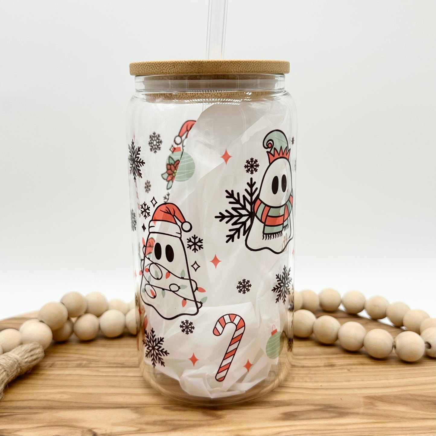 Christmas Ghost Frosted Glass Cup