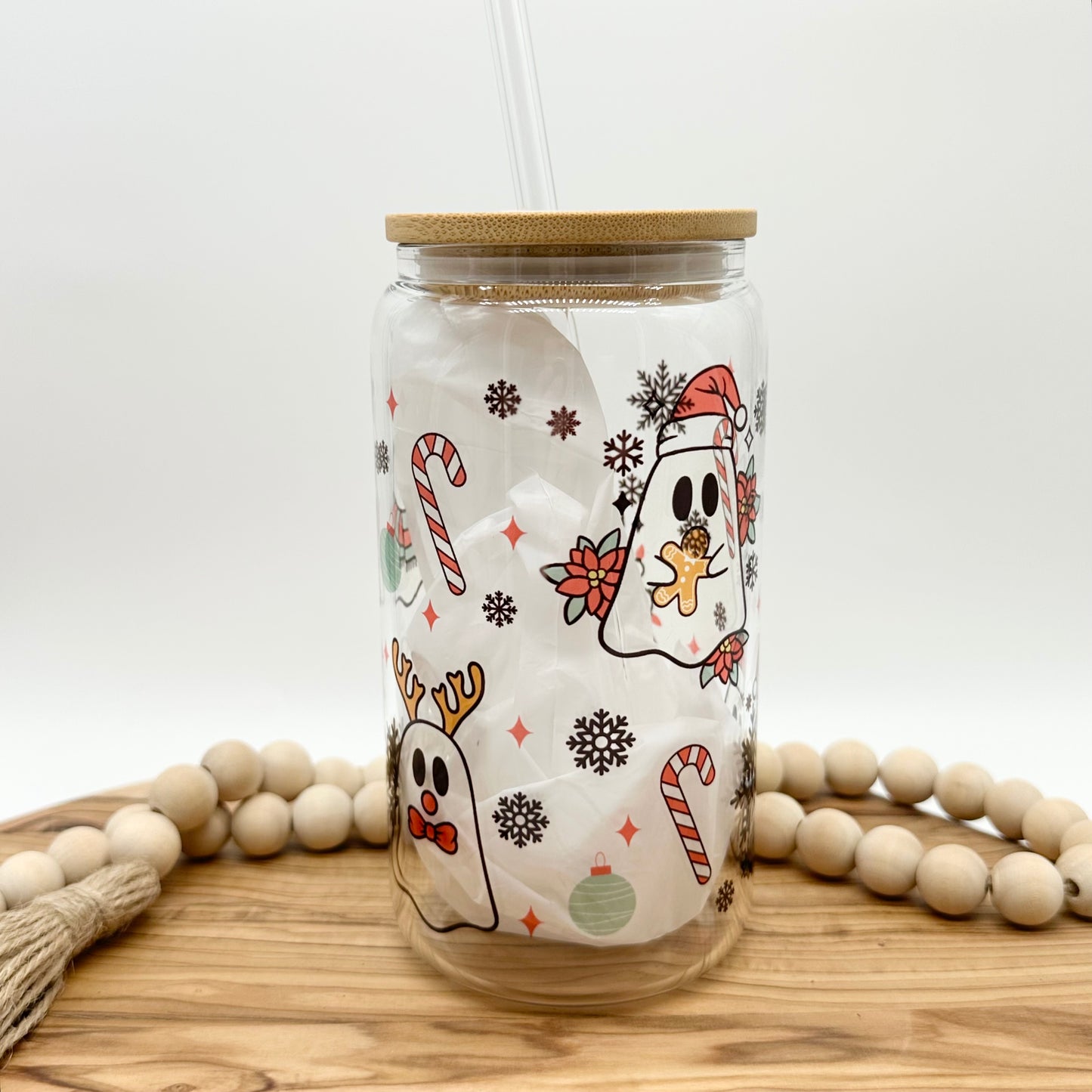 Christmas Ghost Frosted Glass Cup