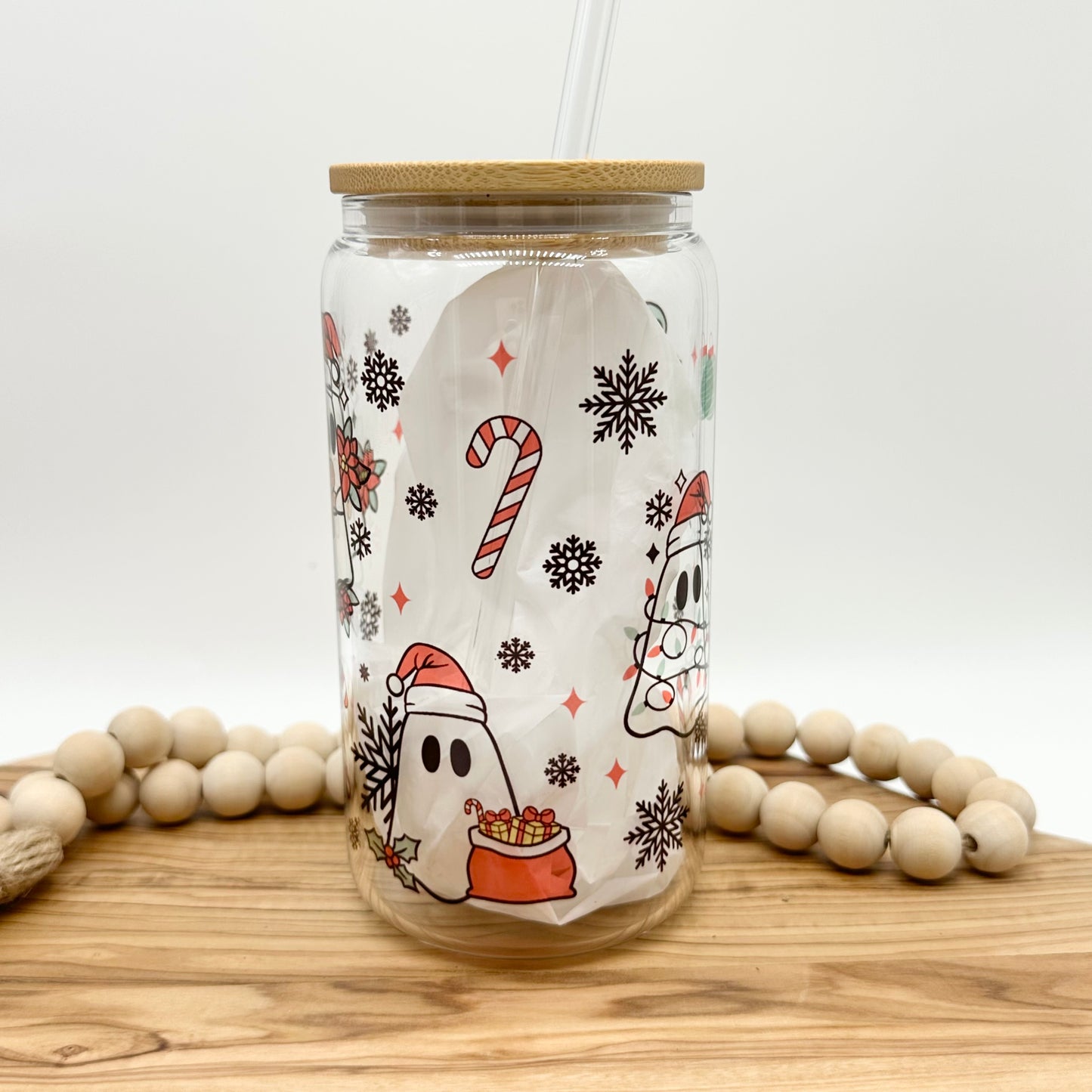 Christmas Ghost Frosted Glass Cup