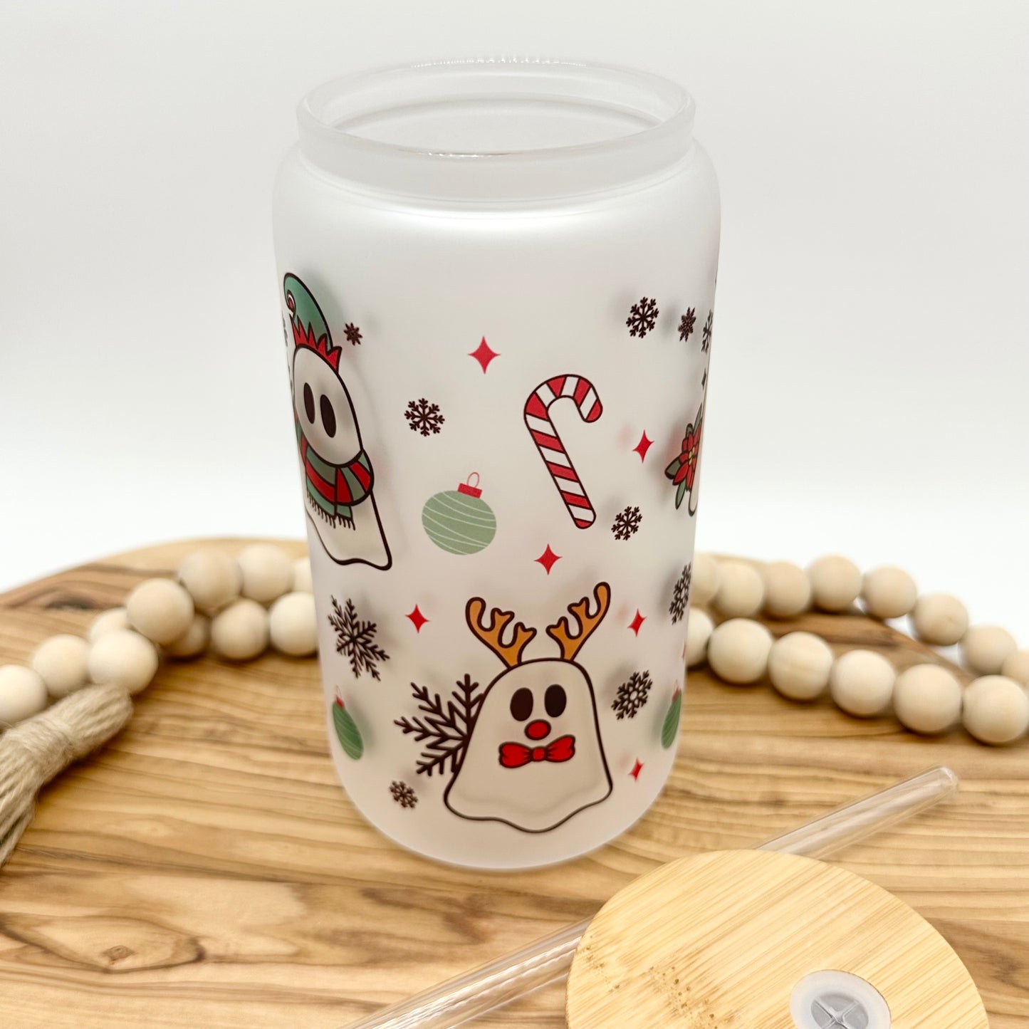 Christmas Ghost Frosted Glass Cup