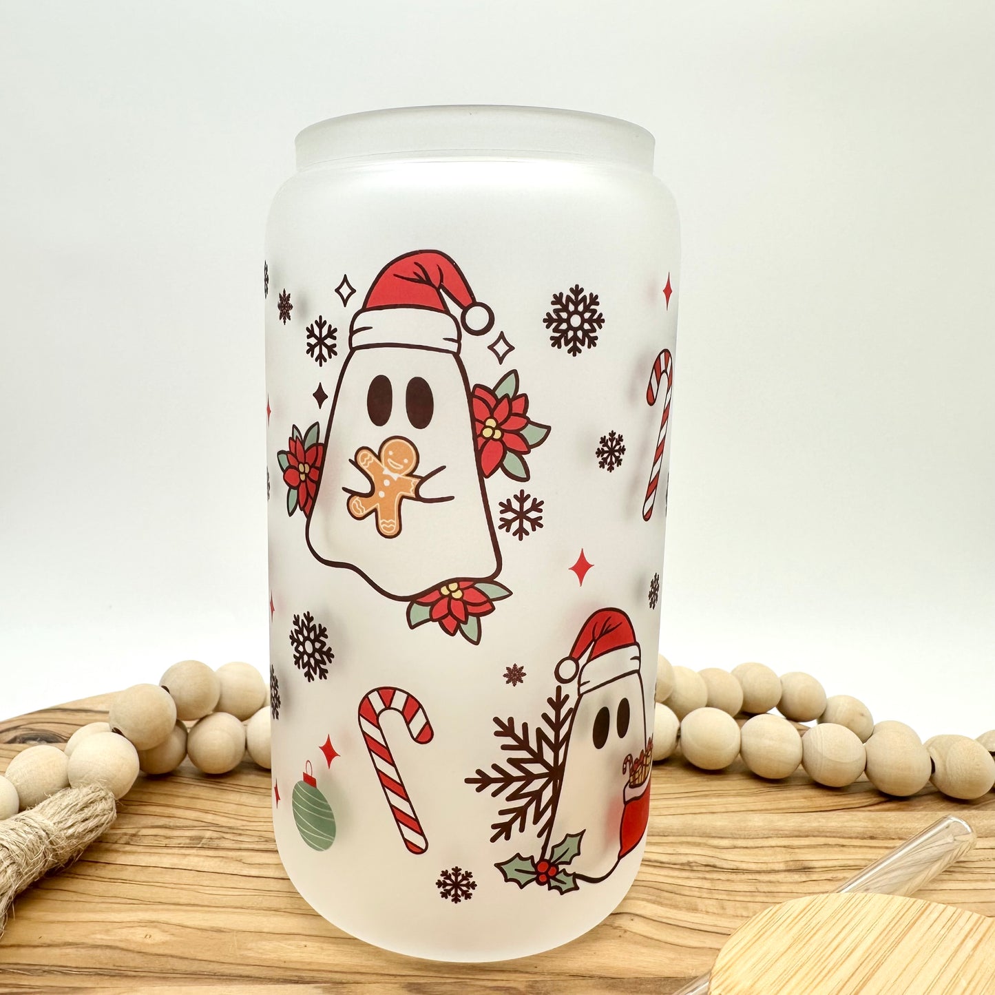 Christmas Ghost Frosted Glass Cup