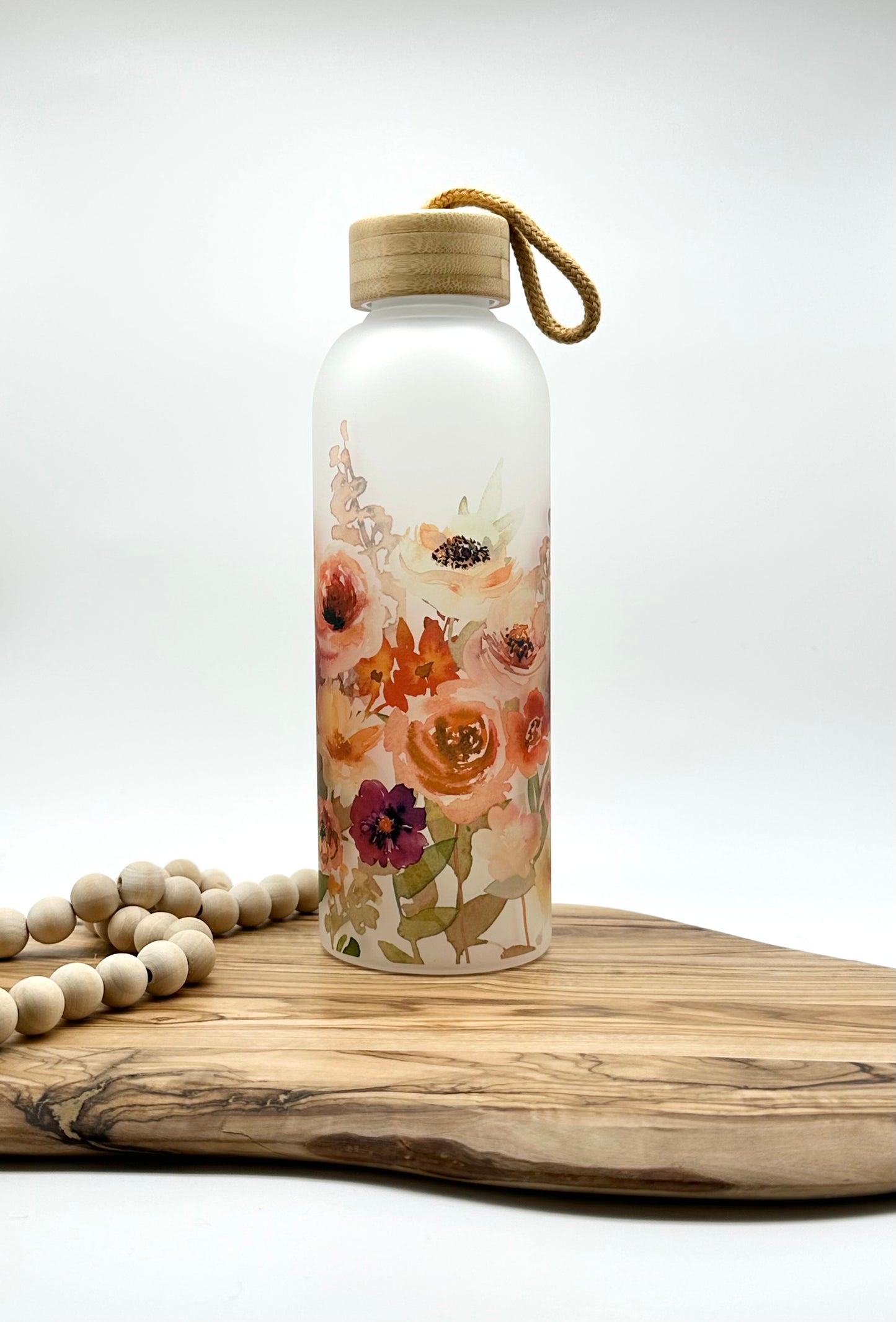 Floral Glass Water Bottle