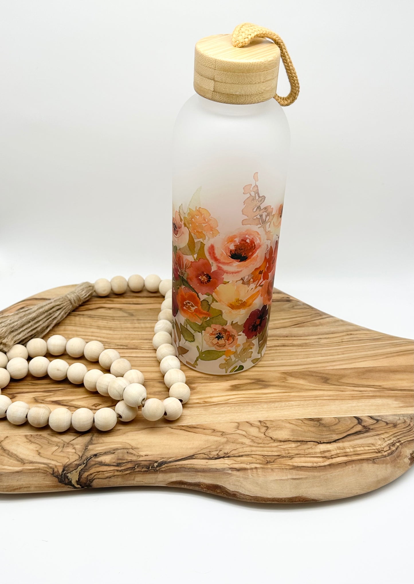 Floral Glass Water Bottle