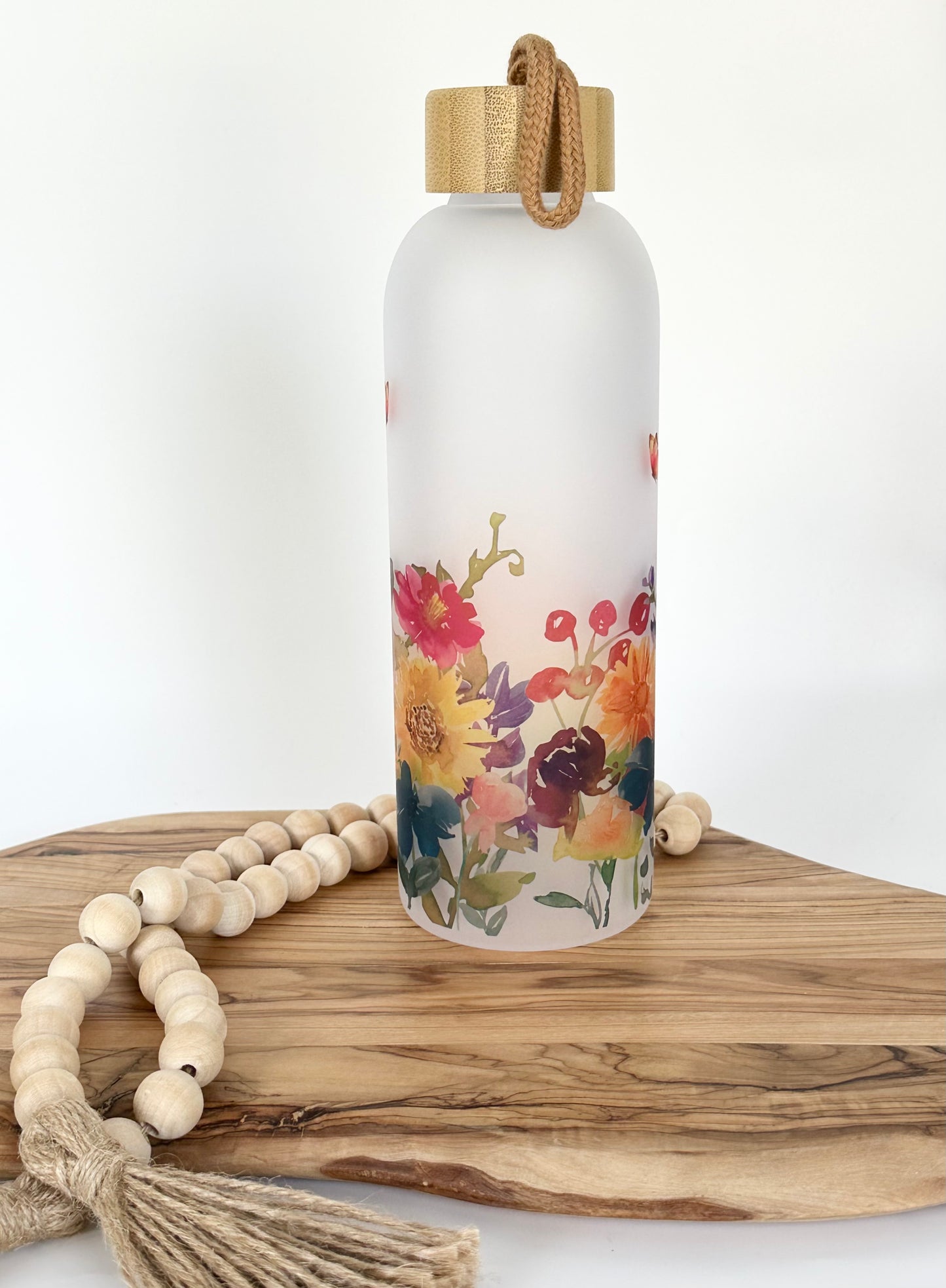 Hummingbird Glass Water Bottle