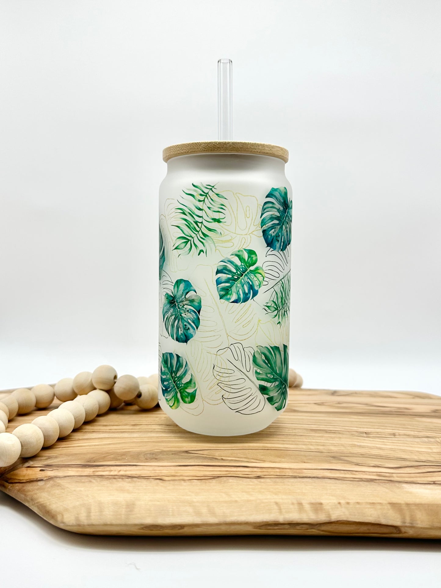 Monstera Leaf Glass Cup