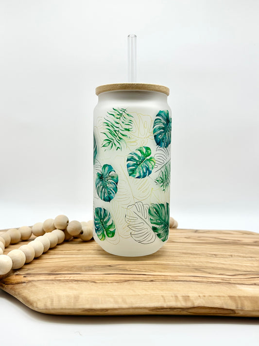 Monstera Leaf Glass Cup