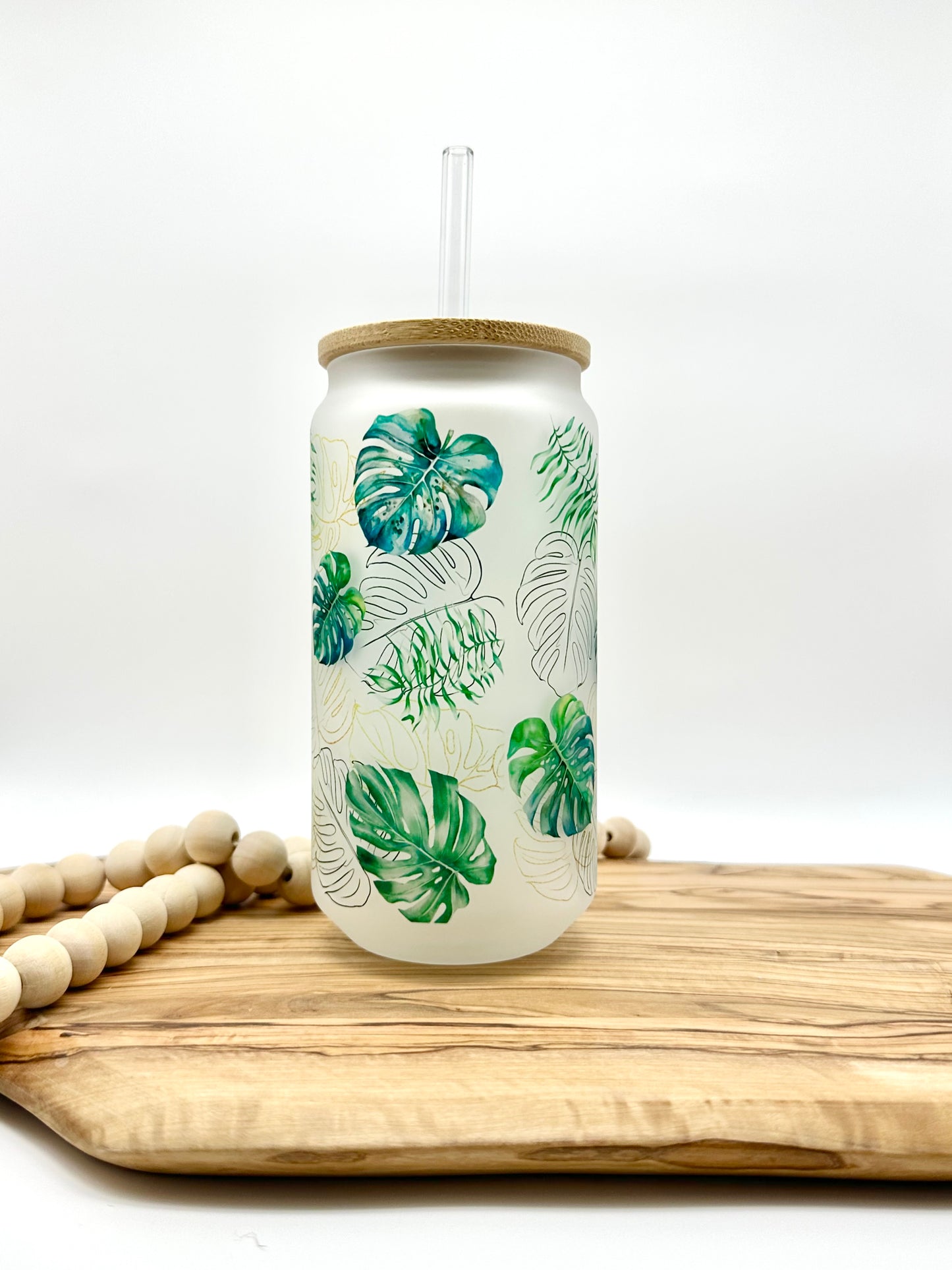 Monstera Leaf Glass Cup