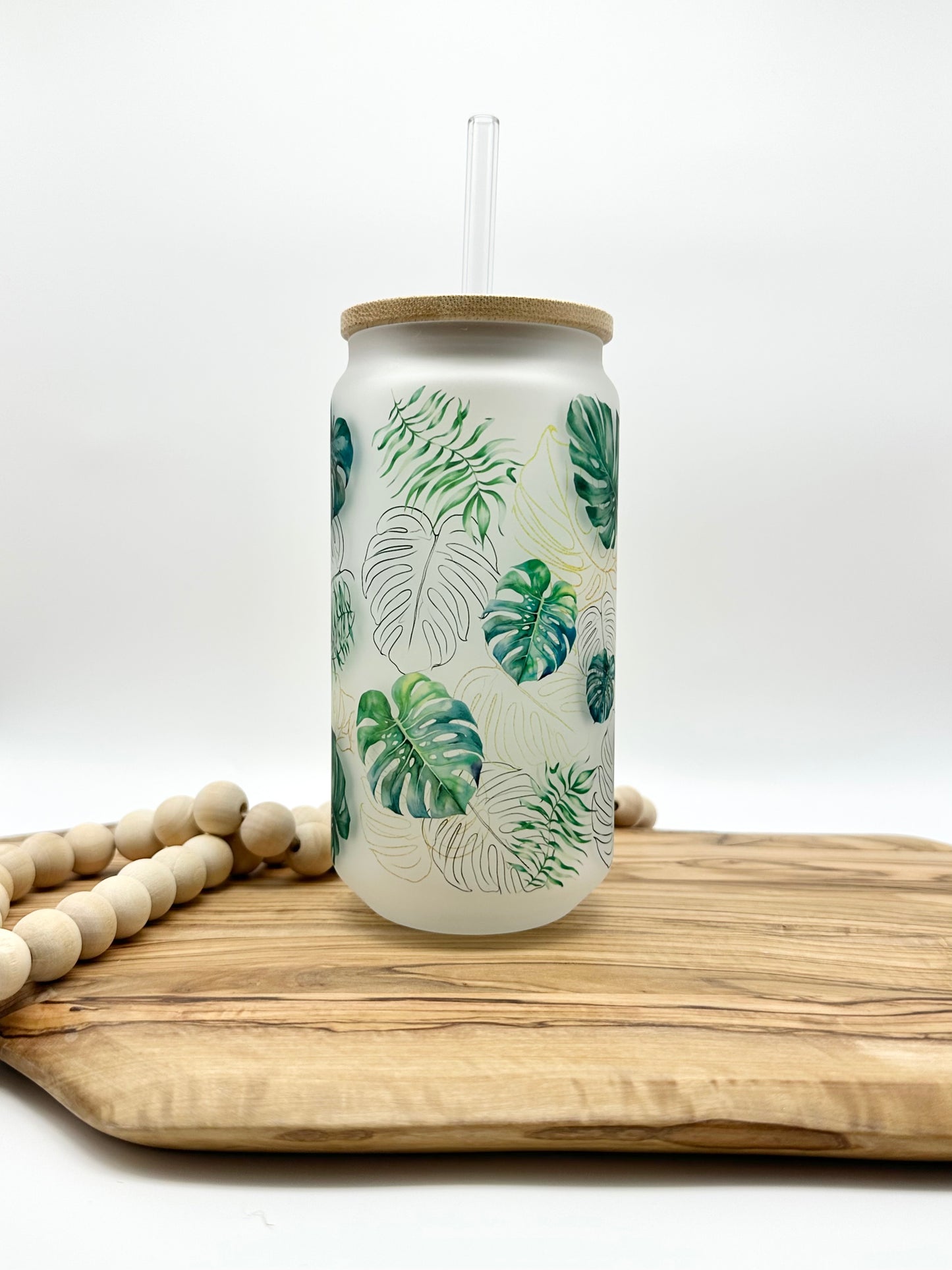 Monstera Leaf Glass Cup