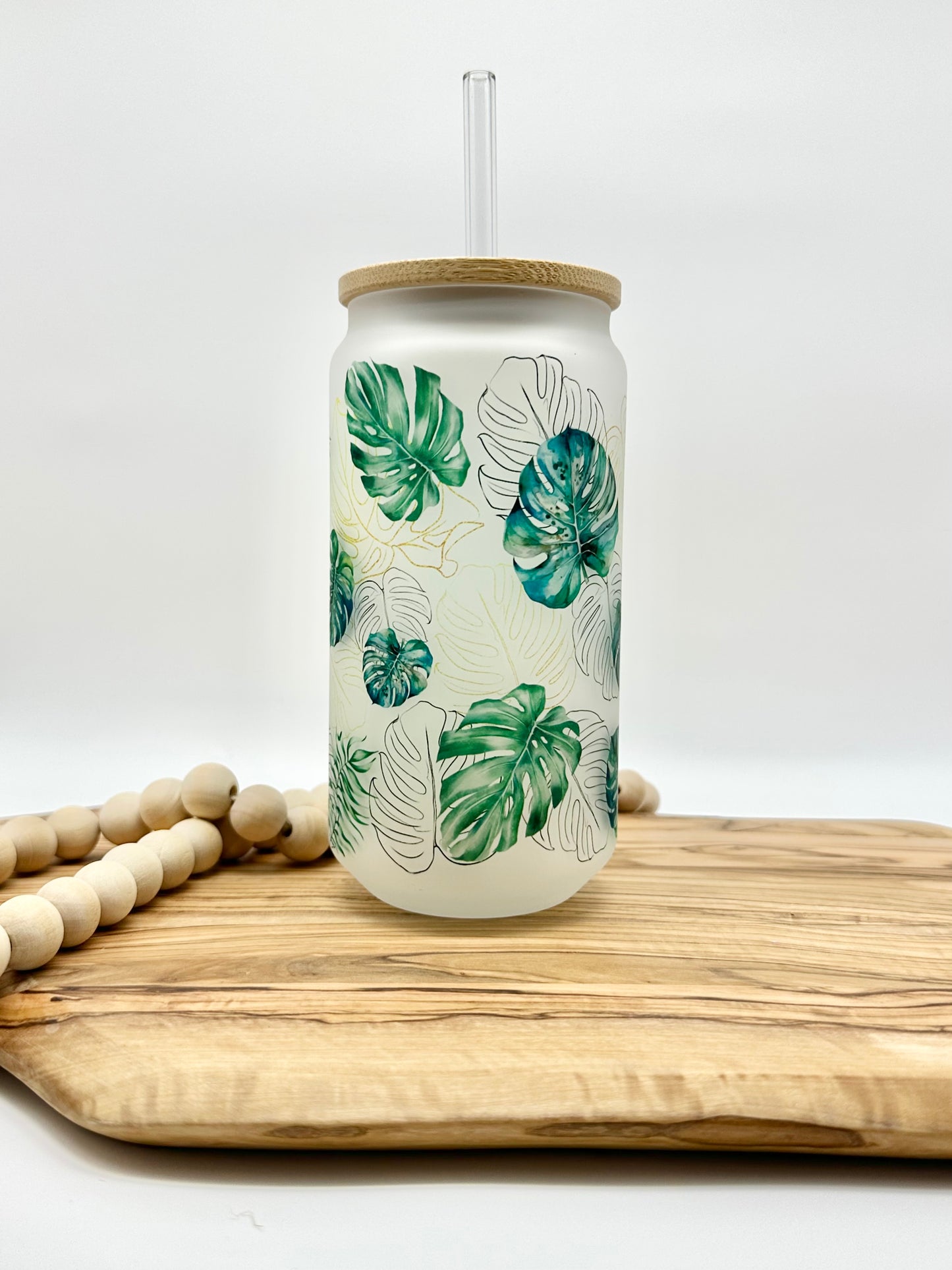Monstera Leaf Glass Cup