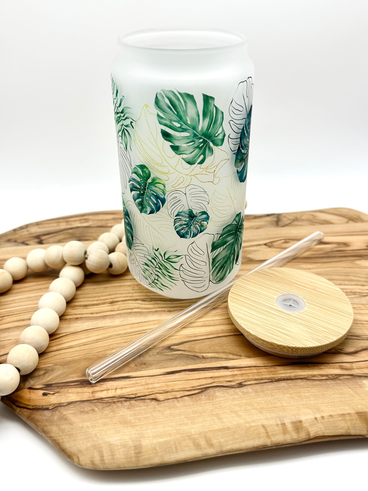 Monstera Leaf Glass Cup