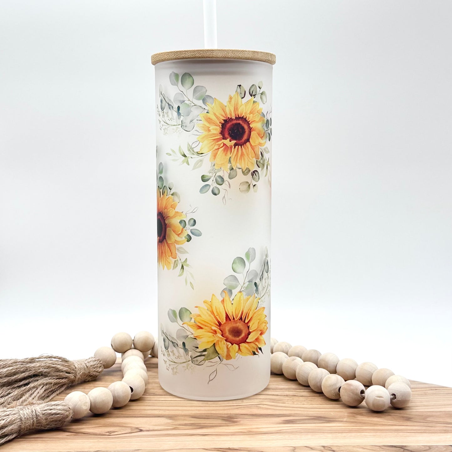 20oz Sunflower Glass Tumbler