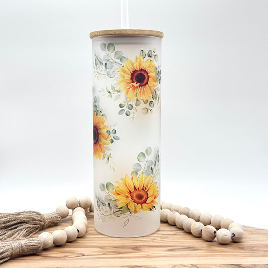 20oz Sunflower Glass Tumbler