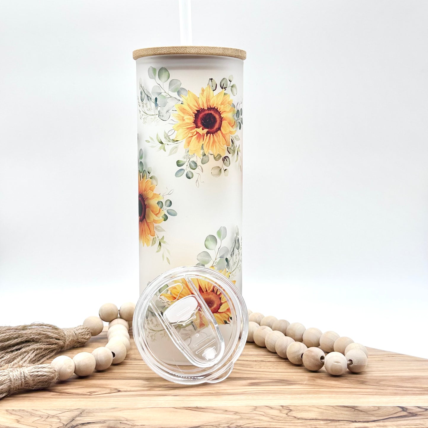 20oz Sunflower Glass Tumbler