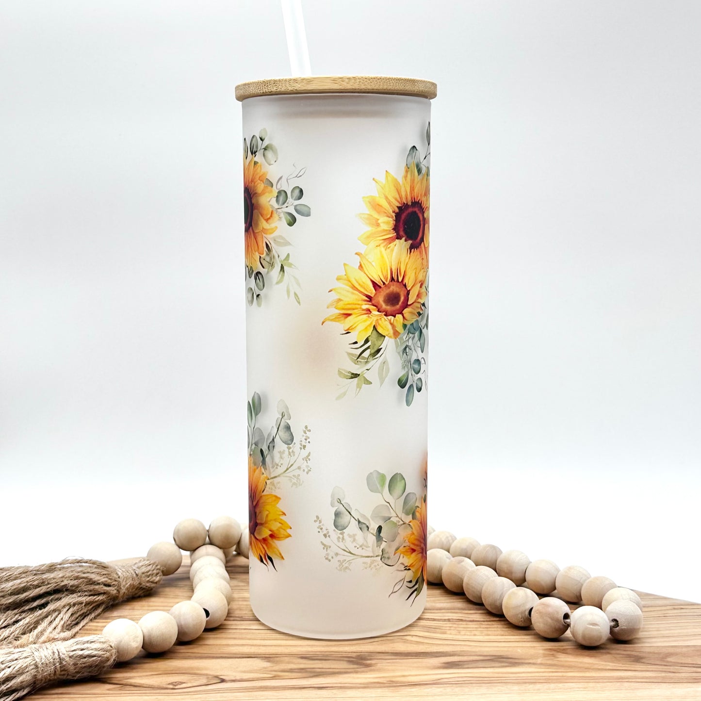 20oz Sunflower Glass Tumbler