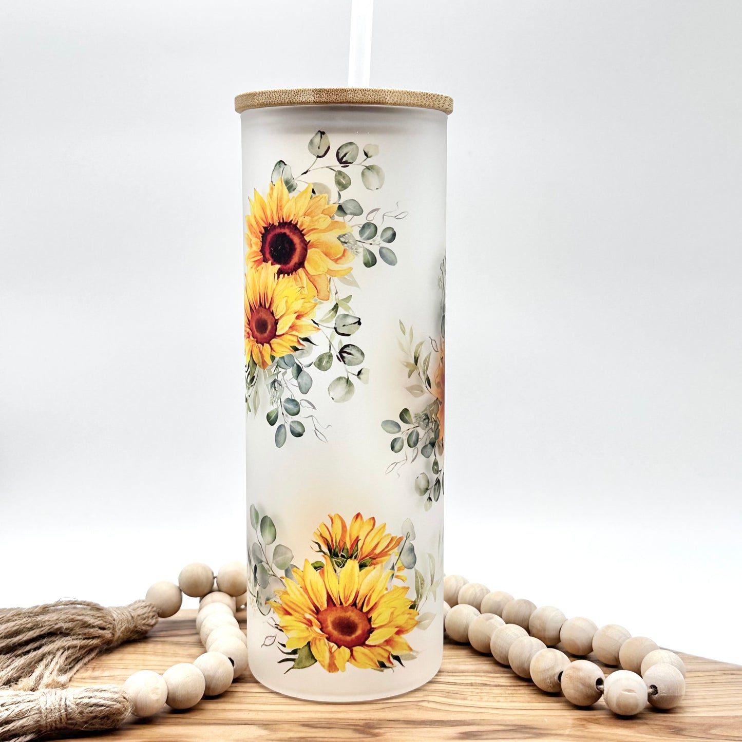 20oz Sunflower Glass Tumbler