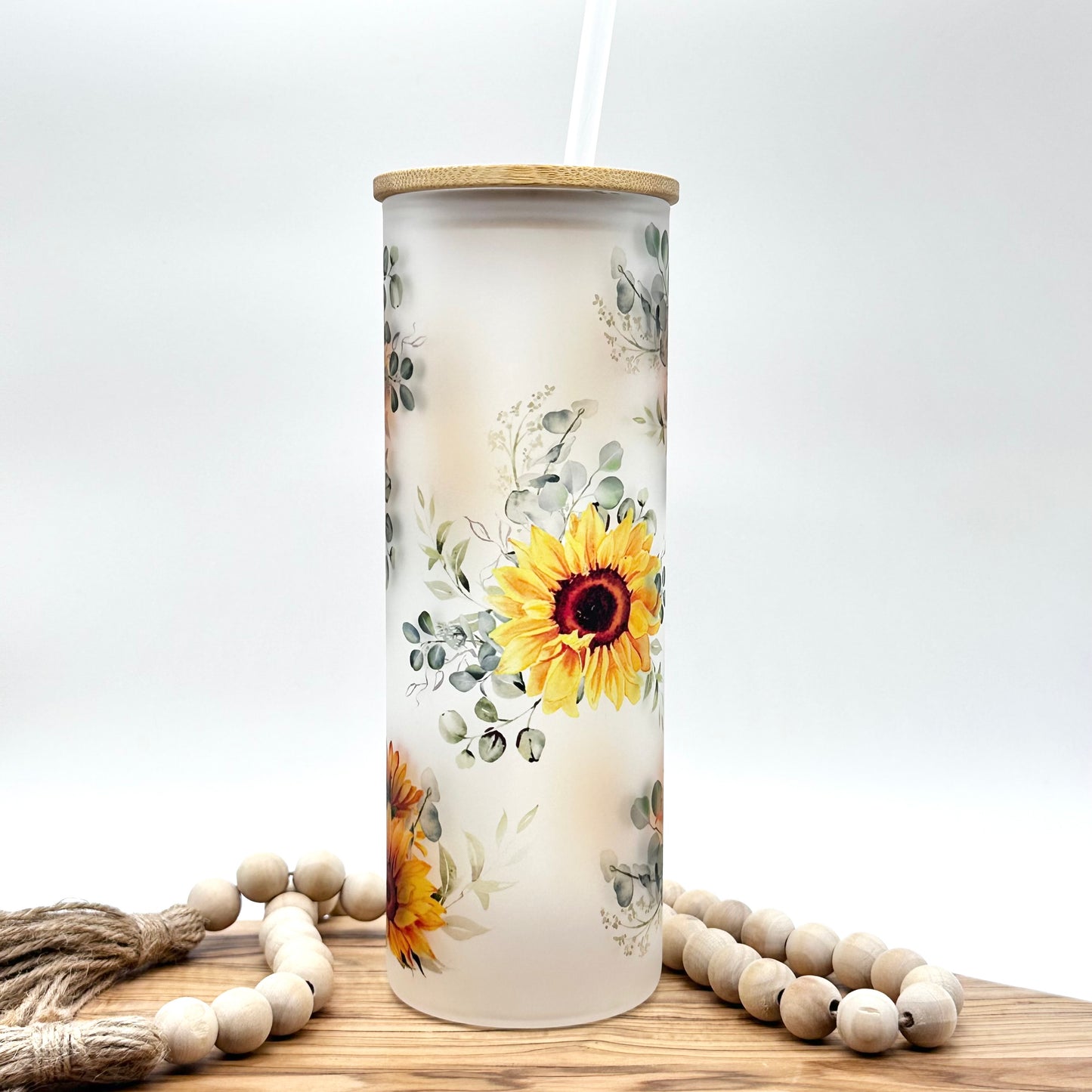 20oz Sunflower Glass Tumbler