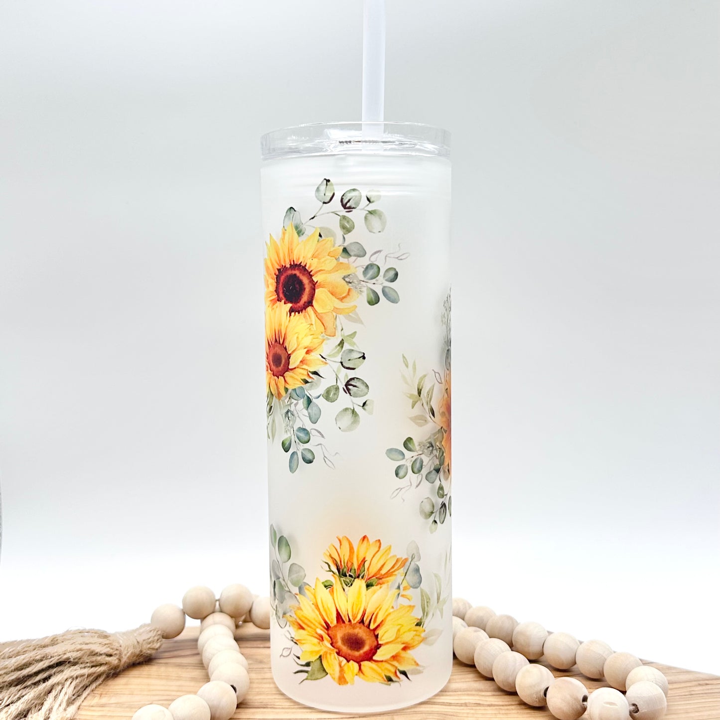 20oz Sunflower Glass Tumbler