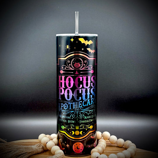 Halloween Hocus Pocus Apothercary Tumbler - 20oz Insulated Stainless Steel Cup with Lid and Straw